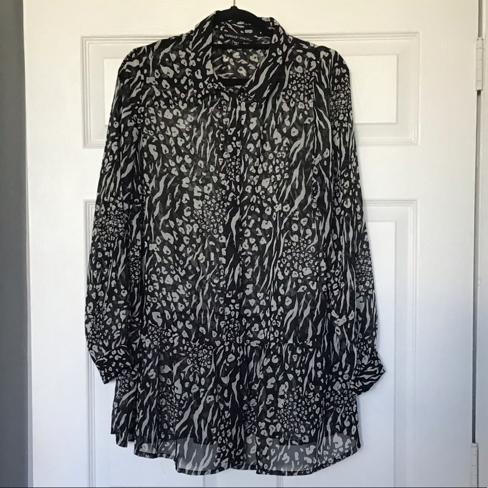 Animal print sheer tunic blouse 14